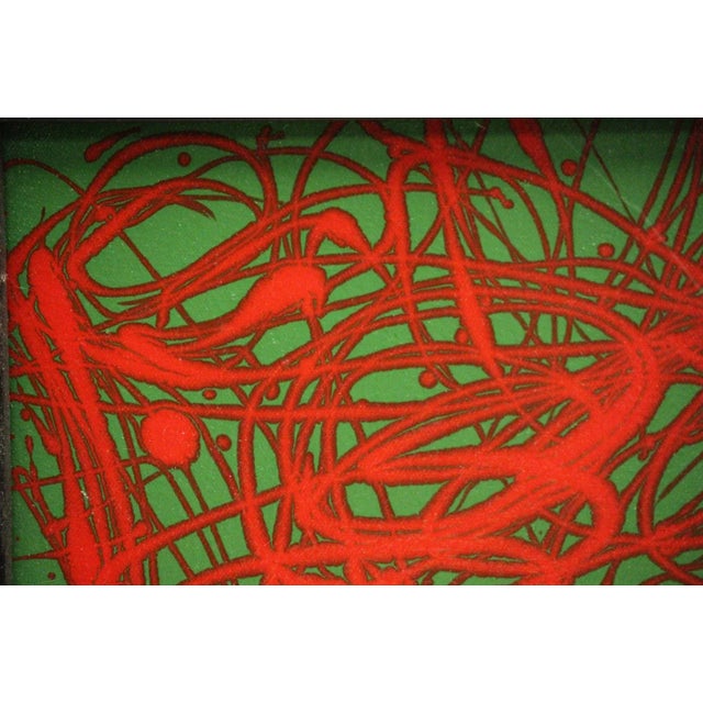 Abstract acrylic on canvas composition 'Red Movement' (New York 2003) by Christos Angelakis of Samos, Greece & a...