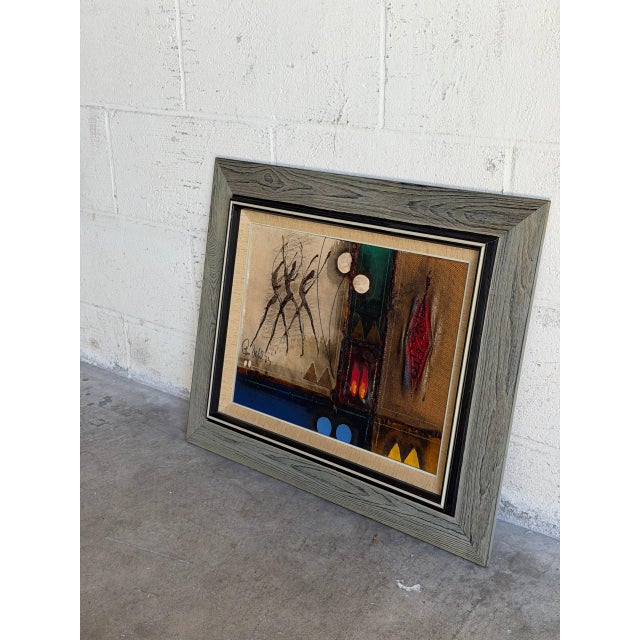 Per Dahl Abstract Expressionist Oil Painting Textured Canvas Wood Frame Denmark 1970s For Sale - Image 4 of 9