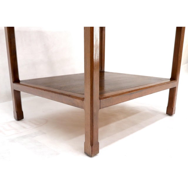 John Widdicomb Late 20th Century John Widdicomb Solid Walnut Oak Interior Travertine Top End Table Stand For Sale - Image 4 of 16