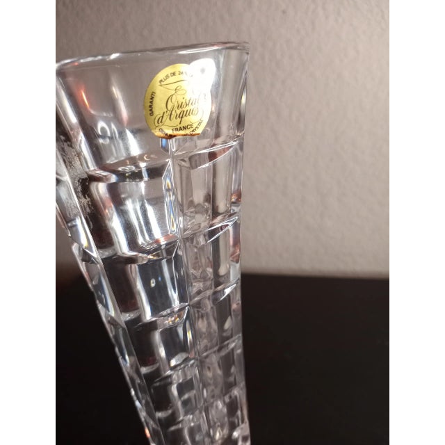 Contemporary Cristal D Arques France Lead Crystal Pedestal Vase For Sale - Image 3 of 7