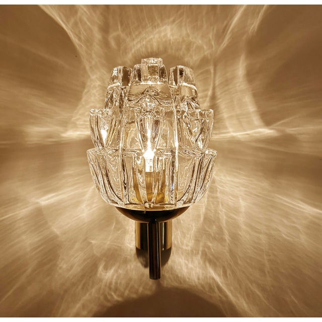 Vintage Glass and Brass Sconces, 1970, Set of 2 For Sale - Image 12 of 18