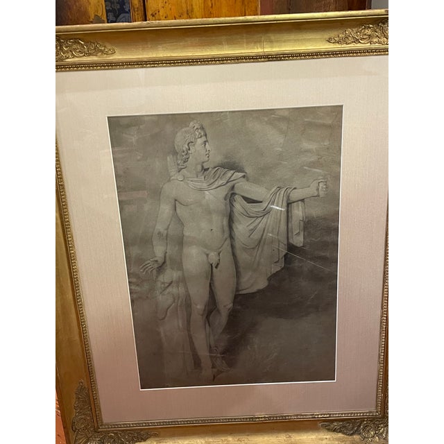 Large 19th C. Academy Drawing Presented in a Period Empire Frame For Sale - Image 4 of 14
