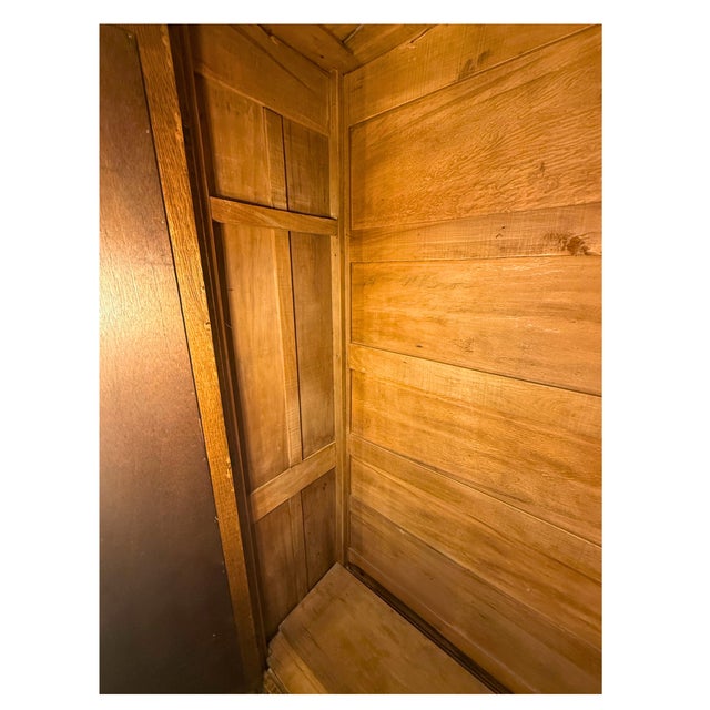 Wood **Antique Oak Wardrobe Armoire**Massive Storage Space**Carved Wood Ornate Hardware** For Sale - Image 7 of 12