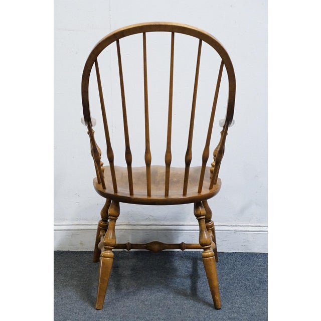 Ethan Allen Circa 1776 Collection Solid Maple Early American Bowback Windsor Dining Arm Chair 18-6211a For Sale In Kansas City - Image 6 of 10