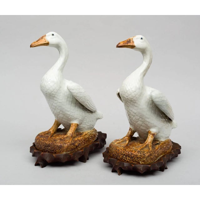Chinese Chinese Porcelain Ducks on Stands - a Pair For Sale - Image 3 of 9