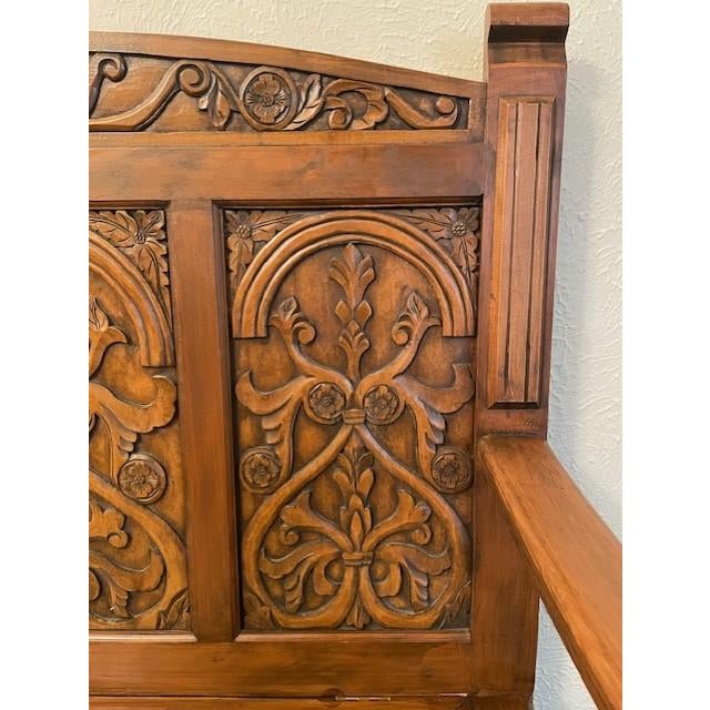 Antique Hand-Carved Wood Storage Bench For Sale - Image 15 of 16