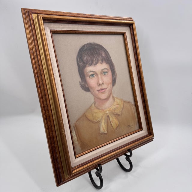 Realism Vintage 1965 Winnie Rumble Pastel Portrait of a Young Girl For Sale - Image 3 of 11