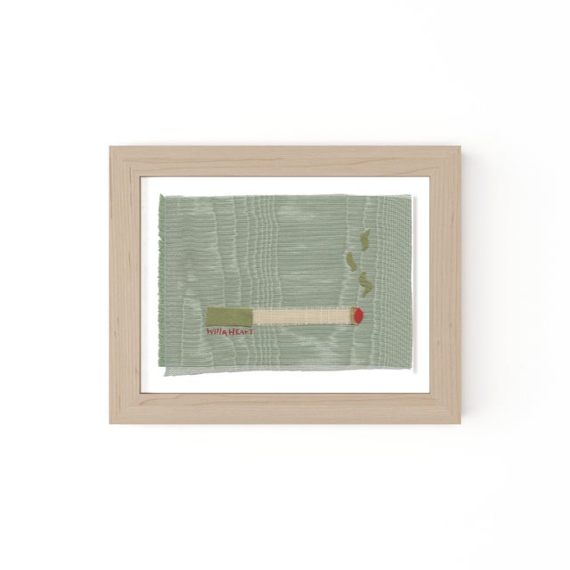 Willa Heart Uma the Artichoke Cigarette by Willa Heart in Natural Frame, Mini Art Print For Sale - Image 4 of 4