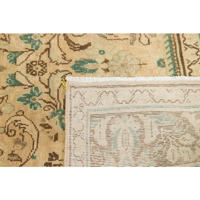 Textile 1940s Vintage Persian Mahal Wool Rug Handmade With Tan Color Field For Sale - Image 7 of 9