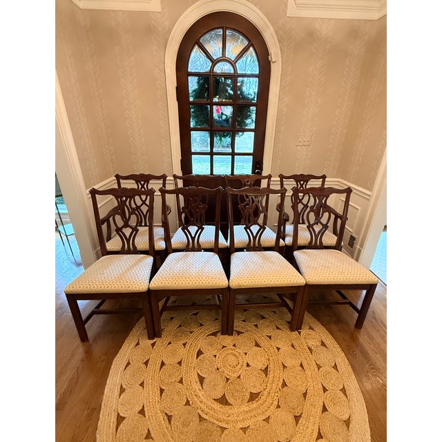Wood Set of 8 Thomasville Winston Court Chippendale Chairs For Sale - Image 7 of 11