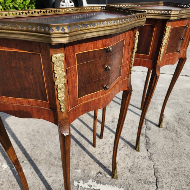 Brown French Louis XV Bedside Tables Nightstands a Pair For Sale - Image 8 of 15
