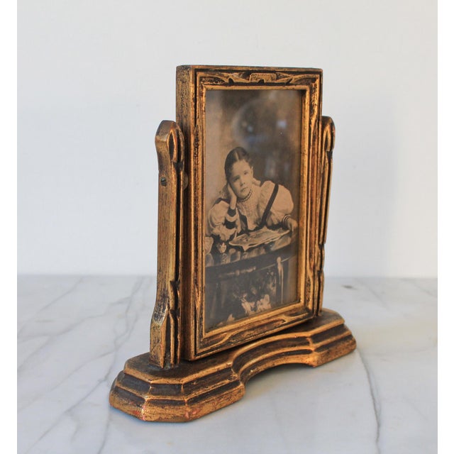 Victorian Antique Gilt-Wood Swivel Tabletop Photo Frame For Sale - Image 3 of 9
