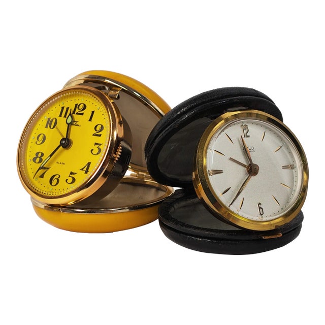 1970’s French and Japanese Folding Alarm Clocks - Set of 2 For Sale