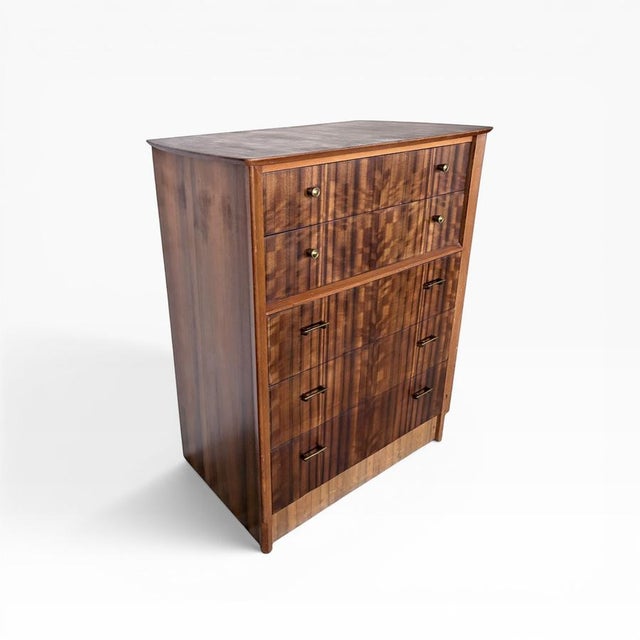 Mid-Century Walnut Uniflex Tallboy Chest of Drawers, 1960s For Sale - Image 6 of 10
