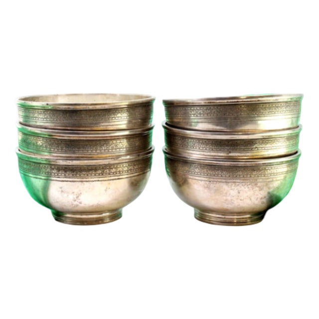 Silver Washbasins with Engraved Friezes, Set of 6 For Sale