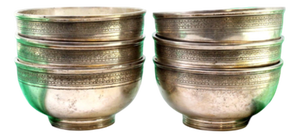 Silver Washbasins with Engraved Friezes, Set of 6