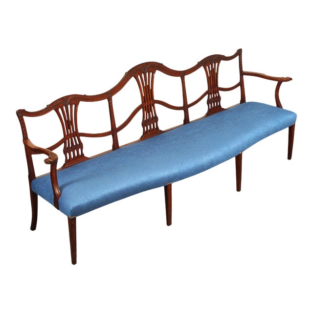 Antique Federal Style Mahogany Carved Long Settee For Sale