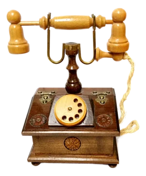 Vintage Hand-Carved French Style Wood Rotary Phone Style Trinket Jewelry Box