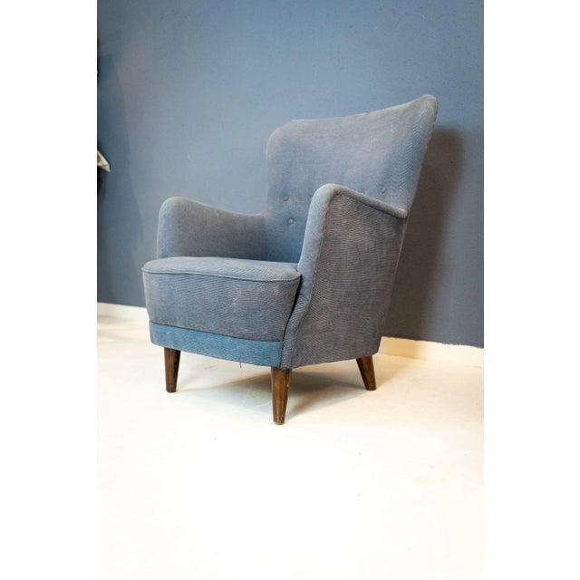 Textile Blue Armchair from C.M. Madsen, 1950s For Sale - Image 7 of 7