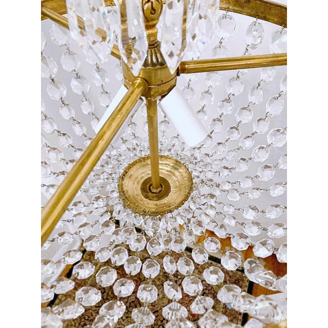 1960s Italian Brass Basket Chandelier For Sale - Image 9 of 10