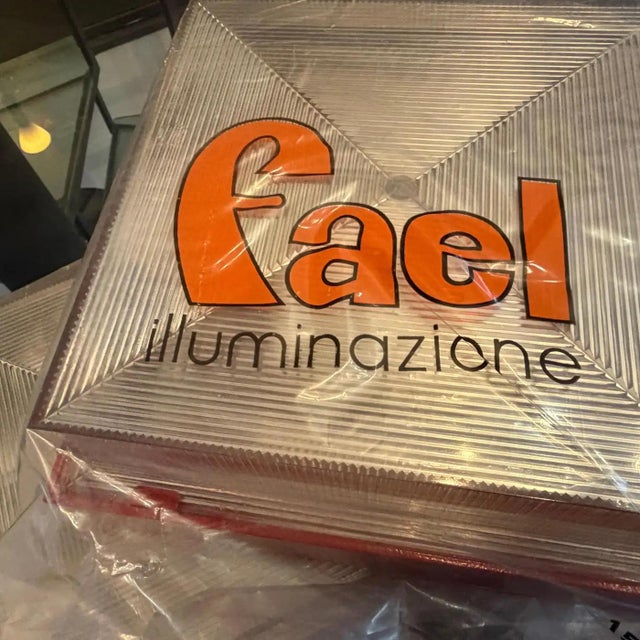 1970s Mid-Century Modern Red Painted Metal and Plexiglass Ceiling Light by Fael For Sale - Image 6 of 18