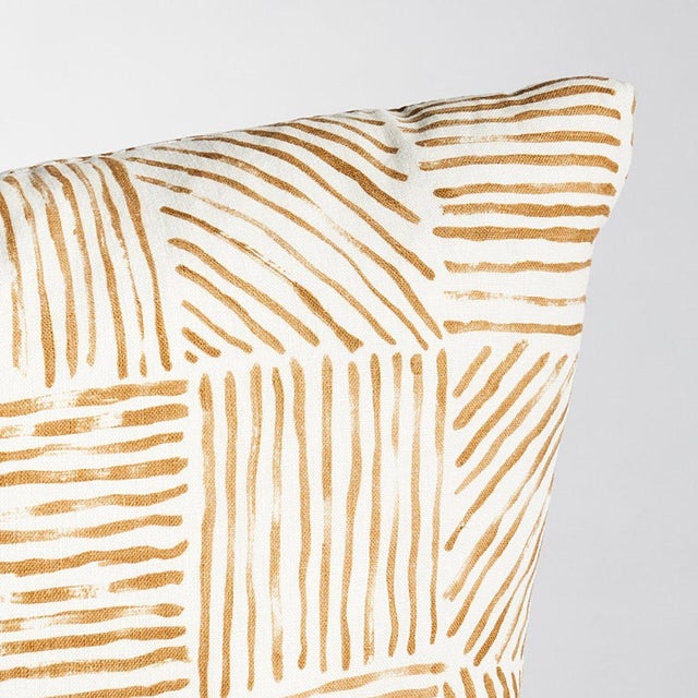 This pillow features Katama by Caroline Z Hurley for Schumacher with a Knife Edge finish. Designed by artist Caroline Z...
