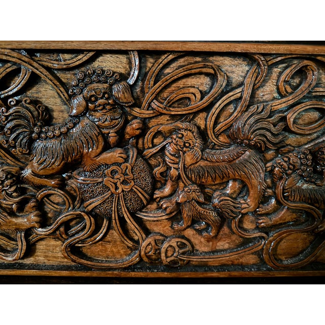 Mid-Century Modern Mid Century Chinese Camphor Food Dog Handcarved Hope Chest For Sale - Image 3 of 11