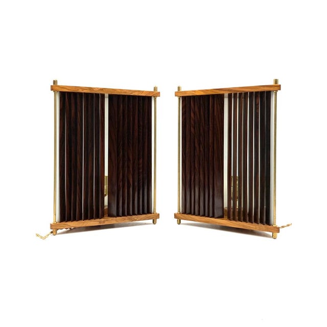 Wood Palisander and Brass Table Lamps by Leonardo Mosso, Italy, 1970s, Set of 2 For Sale - Image 7 of 18