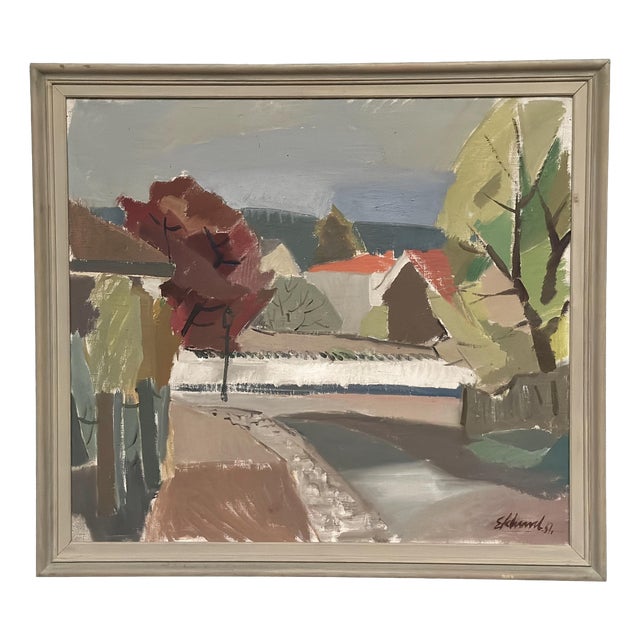Bengt Eklund, Landscape, 1951, Oil Painting on Canvas, Framed For Sale