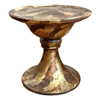 Vintage Gilt Striped Ceramic Pedestal For Sale