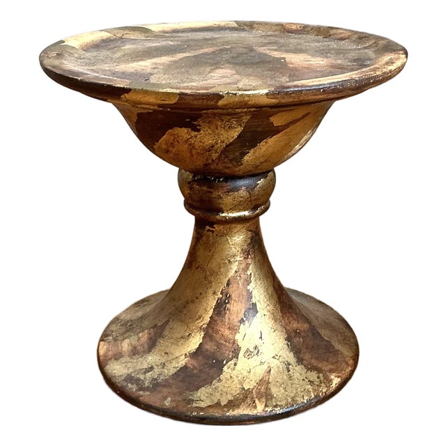 Vintage Gilt Striped Ceramic Pedestal For Sale