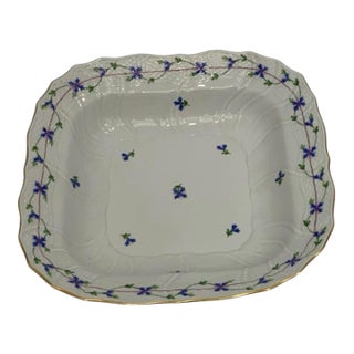 Vintage Herend Blue Garland PBG Large Square Fruit Serving Bowl Model 1181 Hungary C. 1980s For Sale