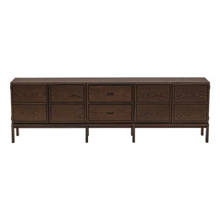 Large Brutalist Sideboard in Wengé Wood, Belgium, 1970s For Sale