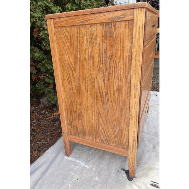 Mid-Century Modern Vintage Mid-Century Modern 4-Drawer Chest Oak Wood Recessed Pulls For Sale - Image 3 of 10