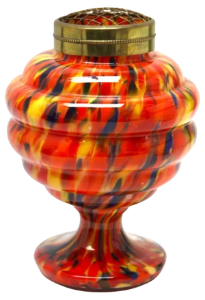 Pique Fleurs Vase in Multi Color Decor with Grille, 1930s