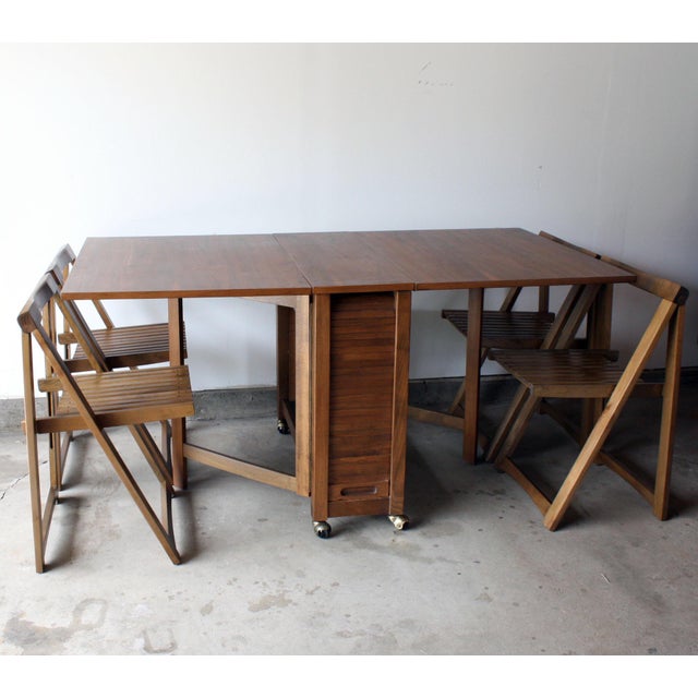 MidCentury Romanian Drop Leaf Table With 4 Chairs Chairish