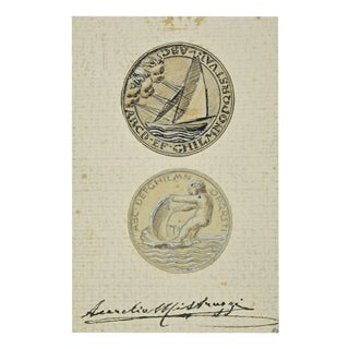 Aurelio Mistruzzi, Study for Medals, 1940s, Drawing on Paper For Sale