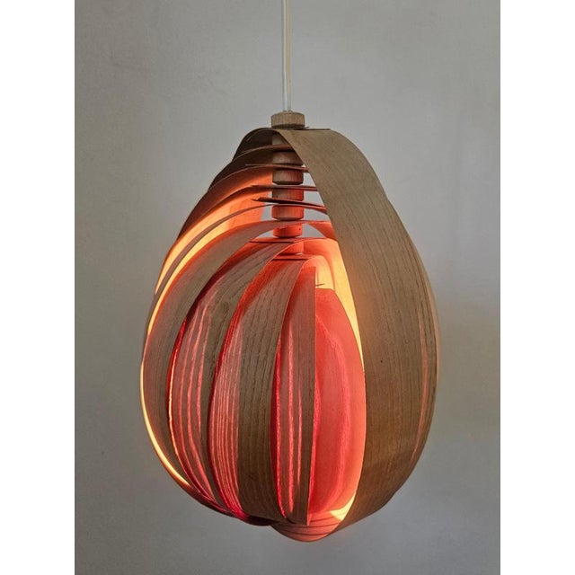 Vintage Wooden Pendant Light in the style of Hans-Agne Jakobsson, Sweden, 1960s For Sale - Image 10 of 14