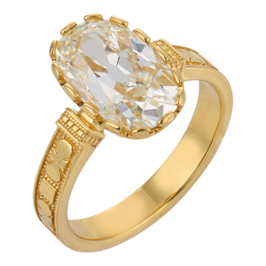 Mid 20th Century Gia 3.04 Carat Old Mine Cut Diamond 18k Yellow Gold Engagement Ring, Size 6