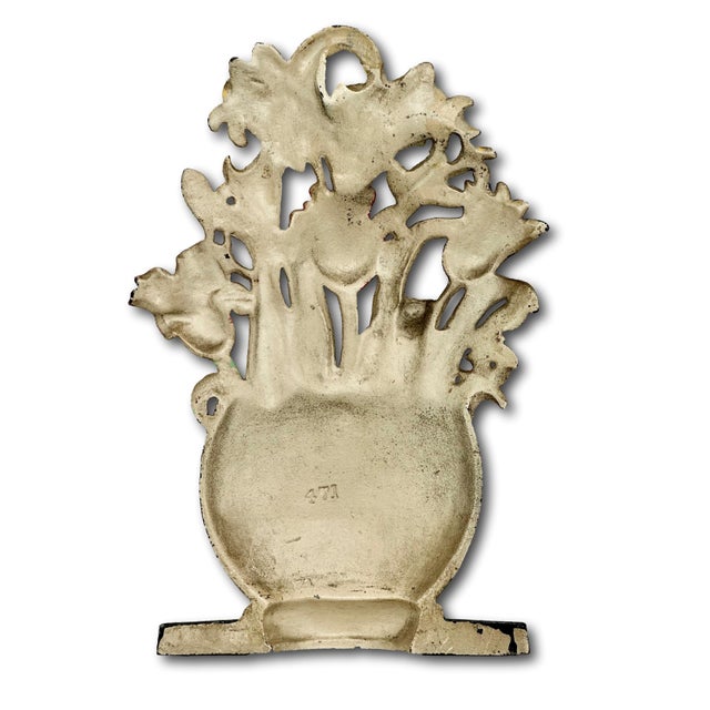 Hard to Find 1930s Hubley MFG Co. Tulips & Hyacinths Flower Basket Cast Iron Doorstop in Pristine Cond. For Sale - Image 9 of 18
