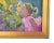 Imprsionist Sunflowers and young girl in pink oil painting on artist canvas board by listed artist Silvio Silvestri...