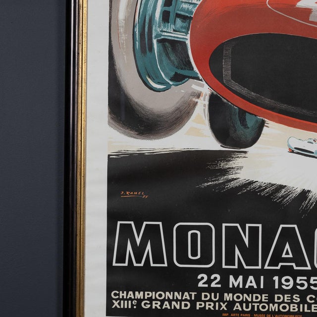 Vintage 20th Century Framed 1955 Monaco Grand Prix Poster by Jean Ramel, 1985 For Sale - Image 11 of 18