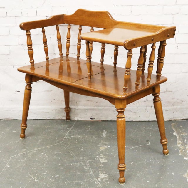 Vintage Ethan Allen Maple Nutmeg Heirloom Telephone Gossip Bench Desk