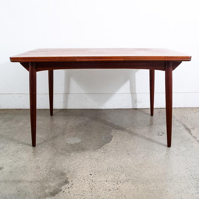 1960s Mid Century Danish Modern Dining Table Denmark Teak Wood Extension Draw Leaf Nm For Sale - Image 4 of 12