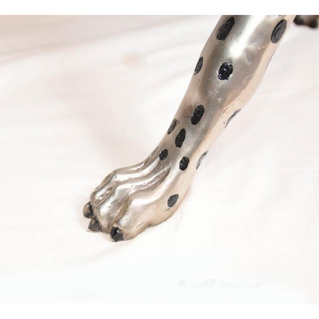 Art Deco Silver Plate and Bronze Cheetah Cat in Statue, 1980s For Sale - Image 12 of 16