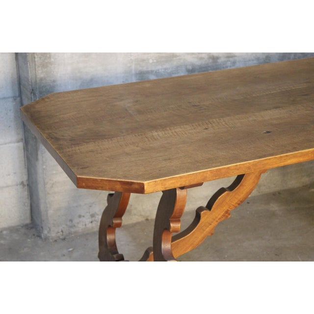 Refectory-Style Table in Light Walnut, Early 1900s For Sale - Image 4 of 8