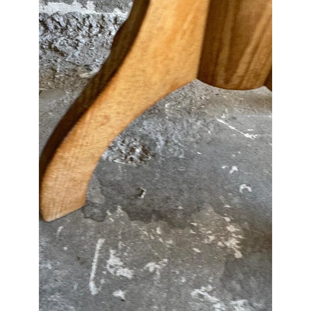 Vintage Wooden Stool with Light Yellow Seat For Sale - Image 6 of 10