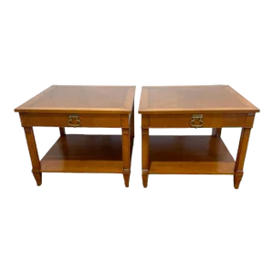 1960s Baker Furniture Mid Century French Regency Mahogany Bedside Tables - a Pair