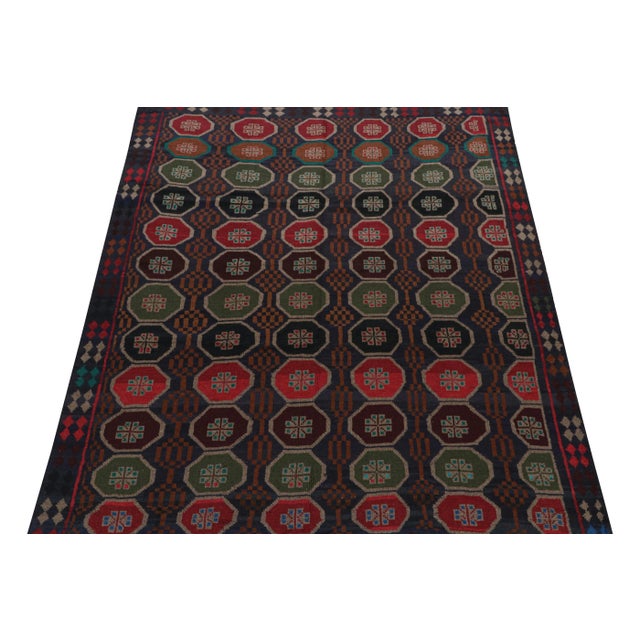 2010s Rug & Kilim’s Baluch Tribal Rug in Brown With Colorful Hexagon Patterns For Sale - Image 5 of 7