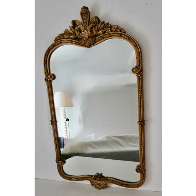 C. 1960's Hollywood Regency Era, French Rococo-Style Gold Gilded Fleur De Lis Wall Mirror For Sale - Image 4 of 15